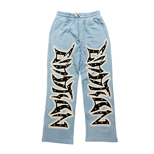 Mixed Emotion Blue “Graffiti” Rhinestone Sweatpants