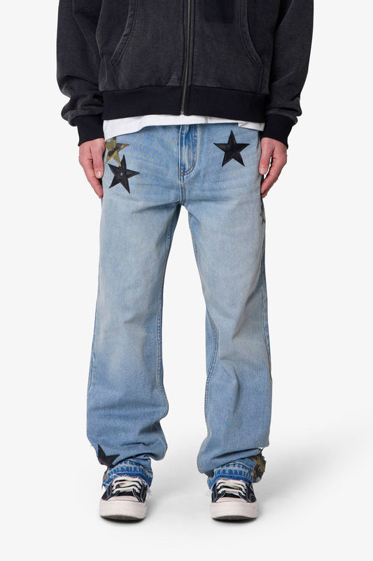 MNML Baggy Camo Star Patch Denim