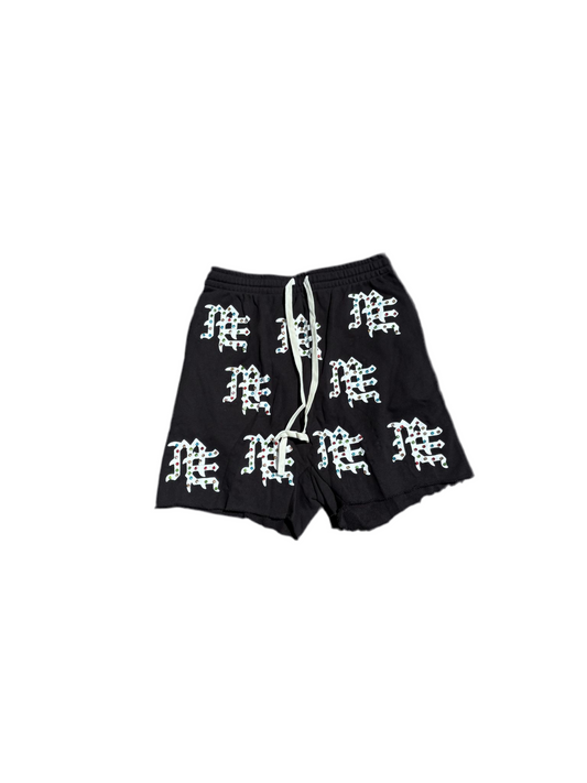 Mixed Emotion ME Rhinestone Logo Shorts