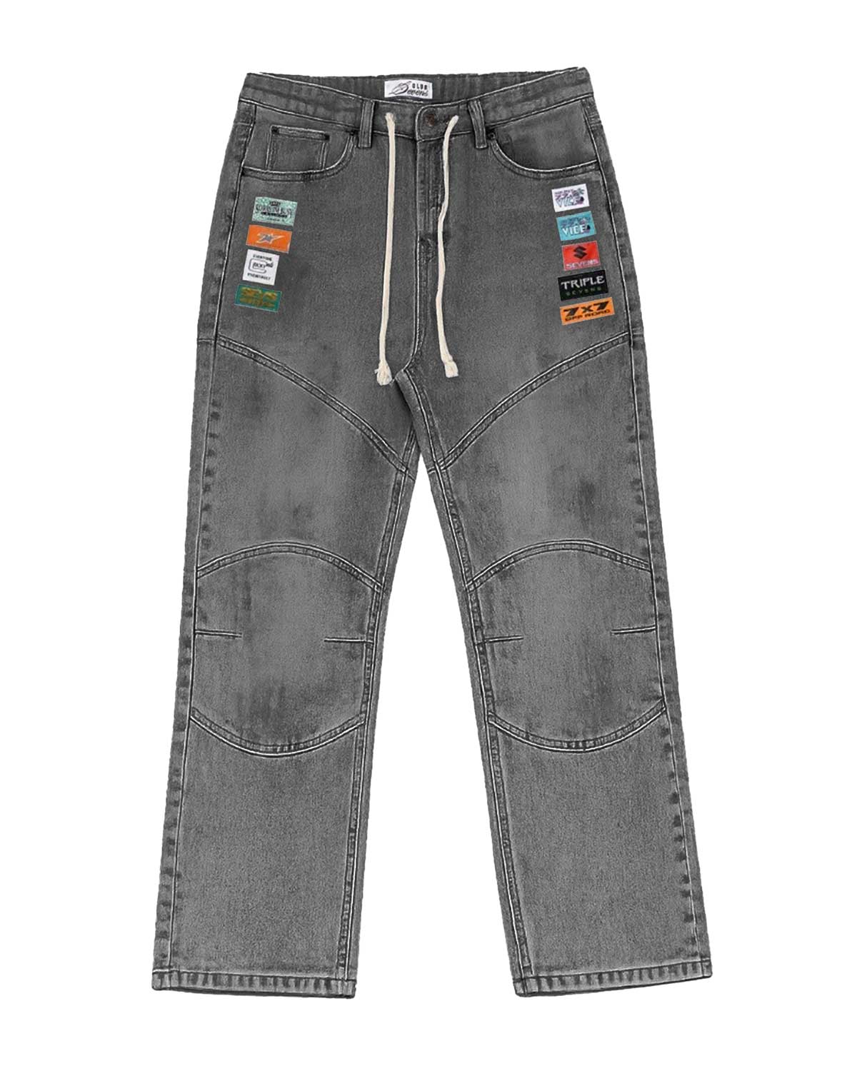 Triple Sevens Moto Denim Pants Grey