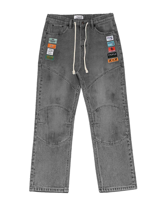 Triple Sevens Moto Denim Pants Grey