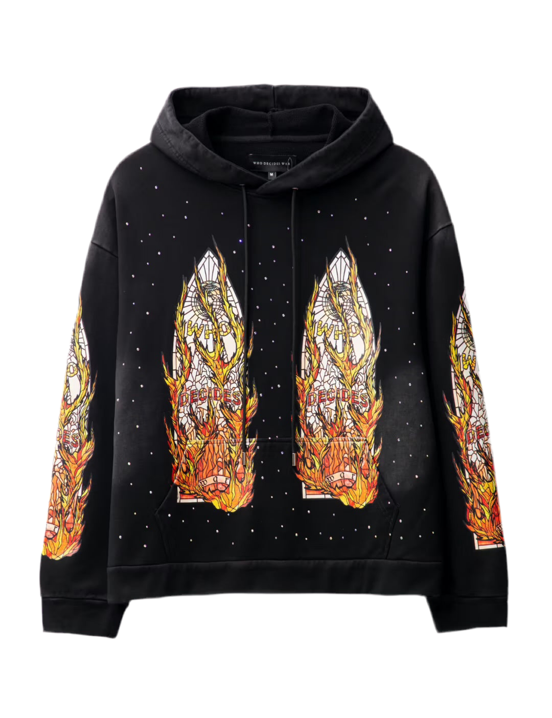 Who Decides War Rhinestone Black Hoodie