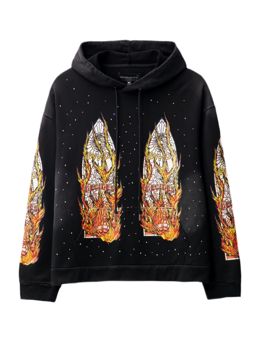 Who Decides War Rhinestone Black Hoodie