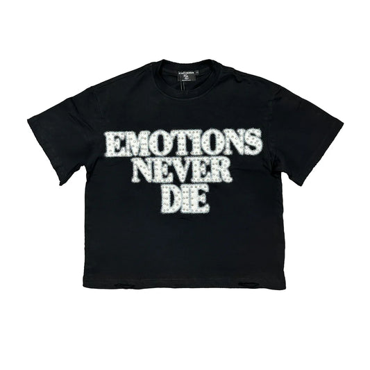 Mixed Emotion Black ‘End’ Rhinestone Tee