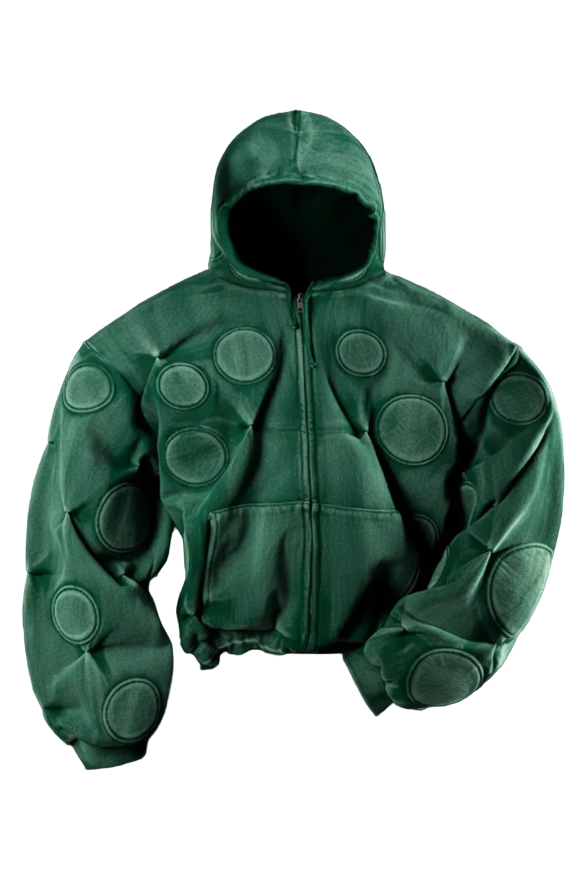 Bad Son ‘Oxygen’ Green Padded Zip-Up Hoodie