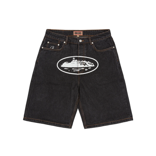 Corteiz Island Baggy Jean Shorts Black