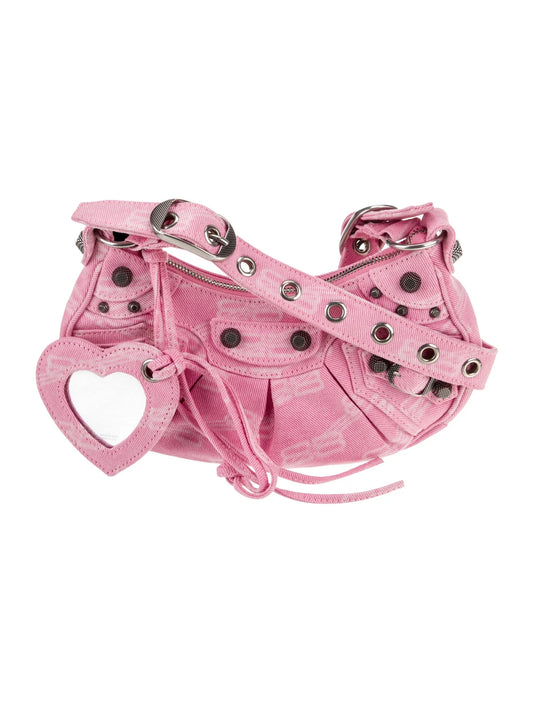 Balenciaga Pink Denim Shoulder Bag
