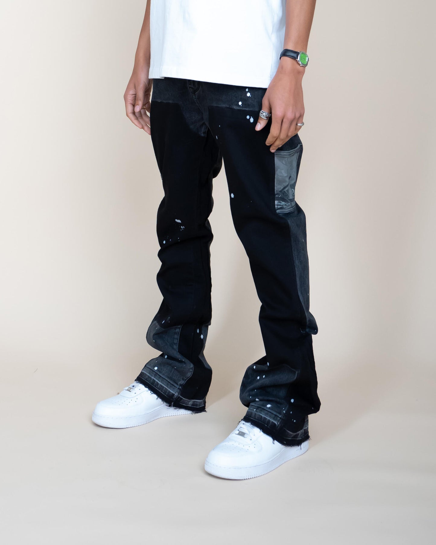 EPTM CAMO POCKET BLACK FLARE PANTS