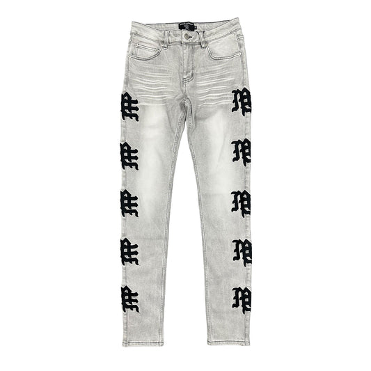 Mixed Emotion Monogram Denim Grey Wash