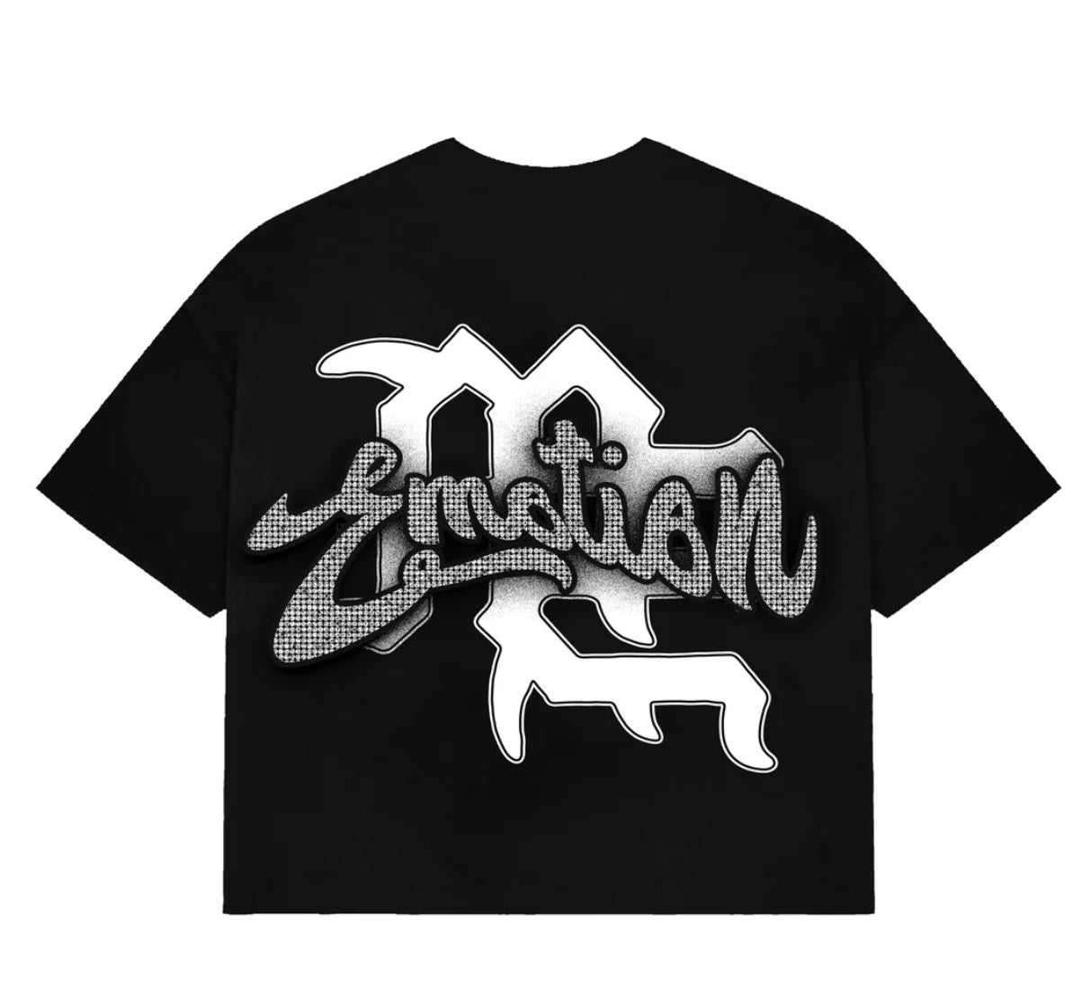 Mixed Emotion Black “Rhinestone” Cropped Tee