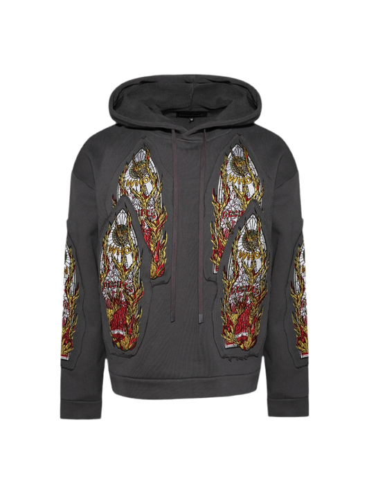Who Decides War Flame Glass Embroidered Pullover