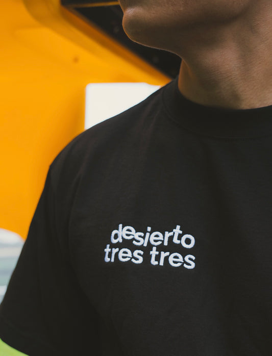 Desierto Tres Tres Embroidered Black Tee