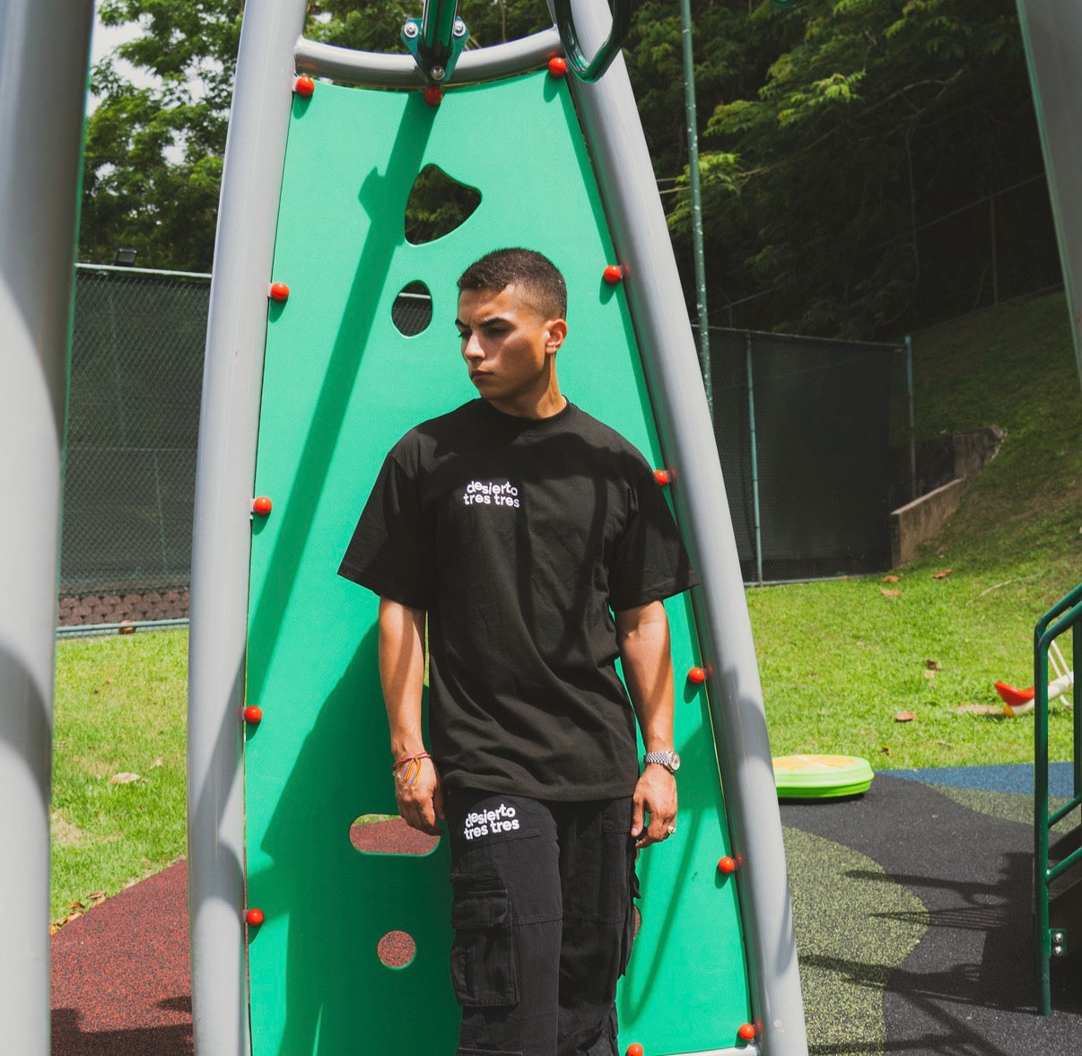 Desierto Tres Tres Embroidered Black Tee