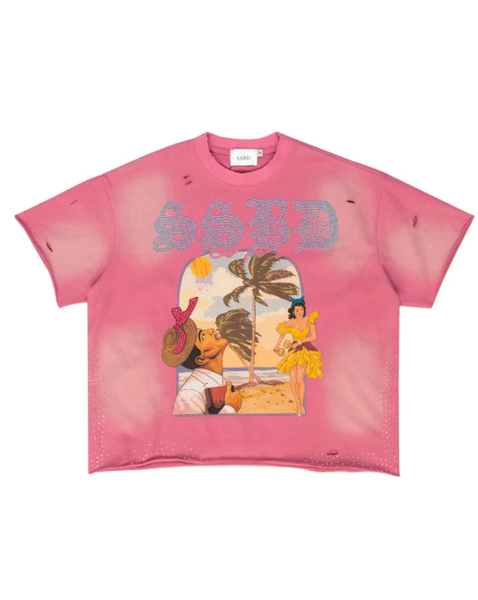 SSBD Pink Distressed “PLAYA” Tee