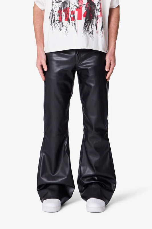 MNML LEATHER FLARE PANTS