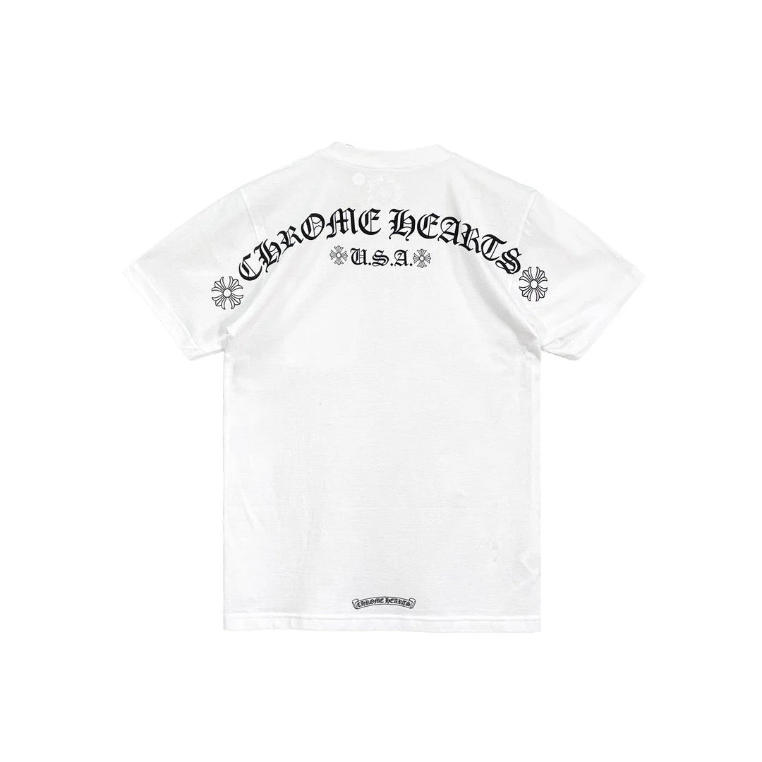 Chrome Hearts USA Scroll Logo White Tee (USED)