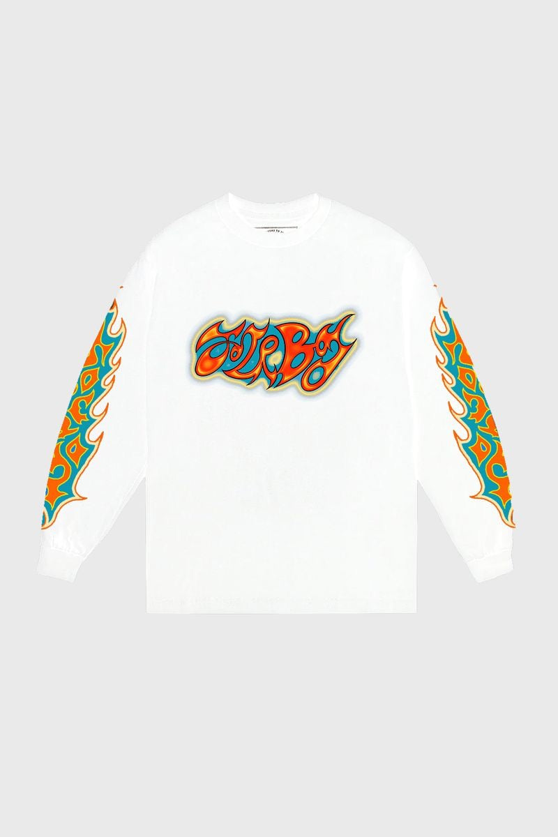 Soleboy Flames White L/S Tee